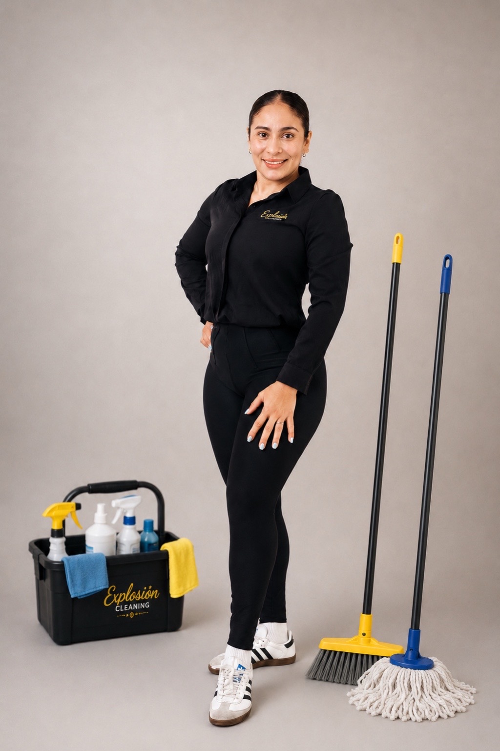 Explosion Cleaning Service team member with branded cleaning equipment